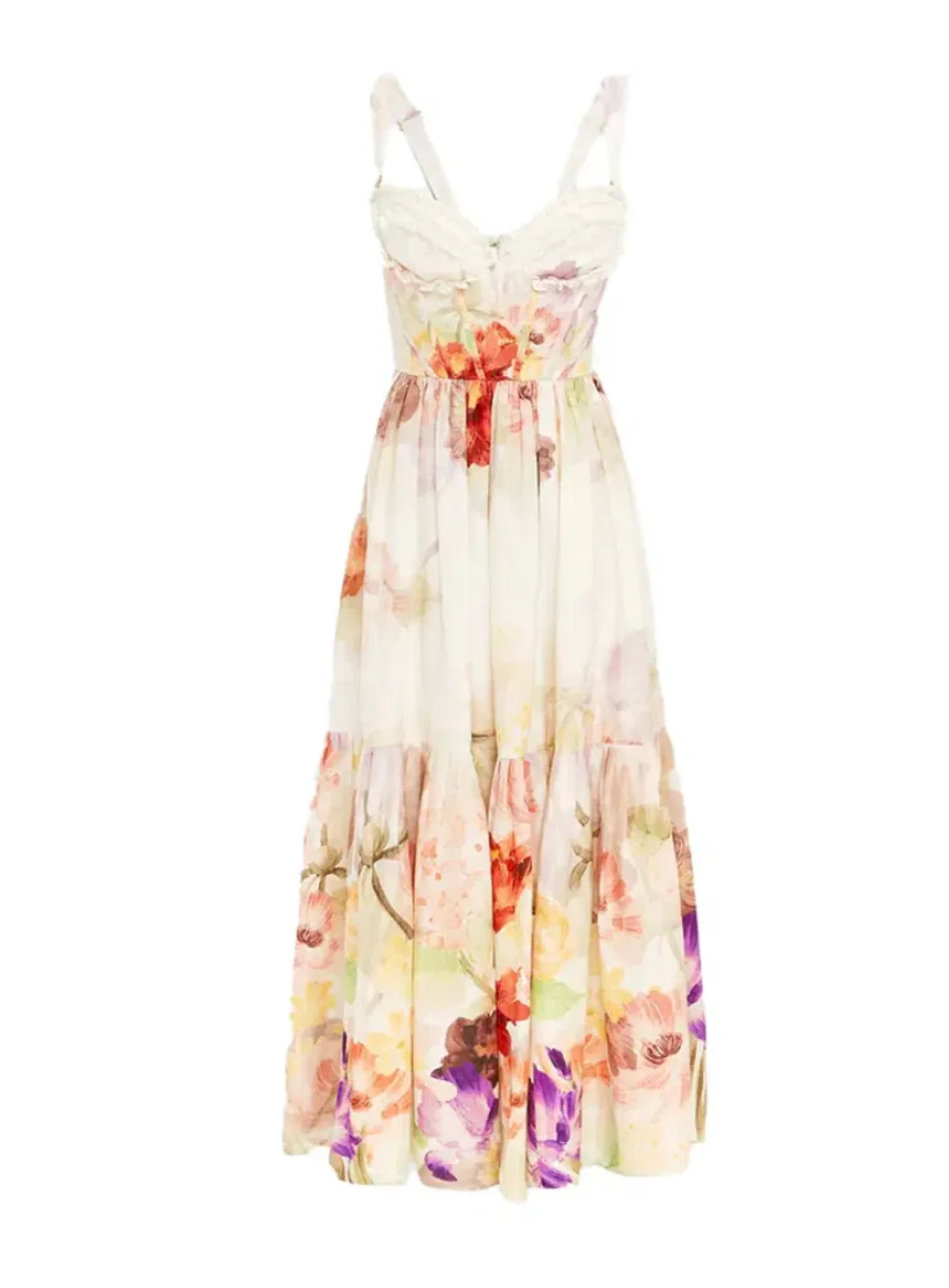 Leo Lin Rose Bustier Midi Dress Size 6 for rent on The Volte - main image