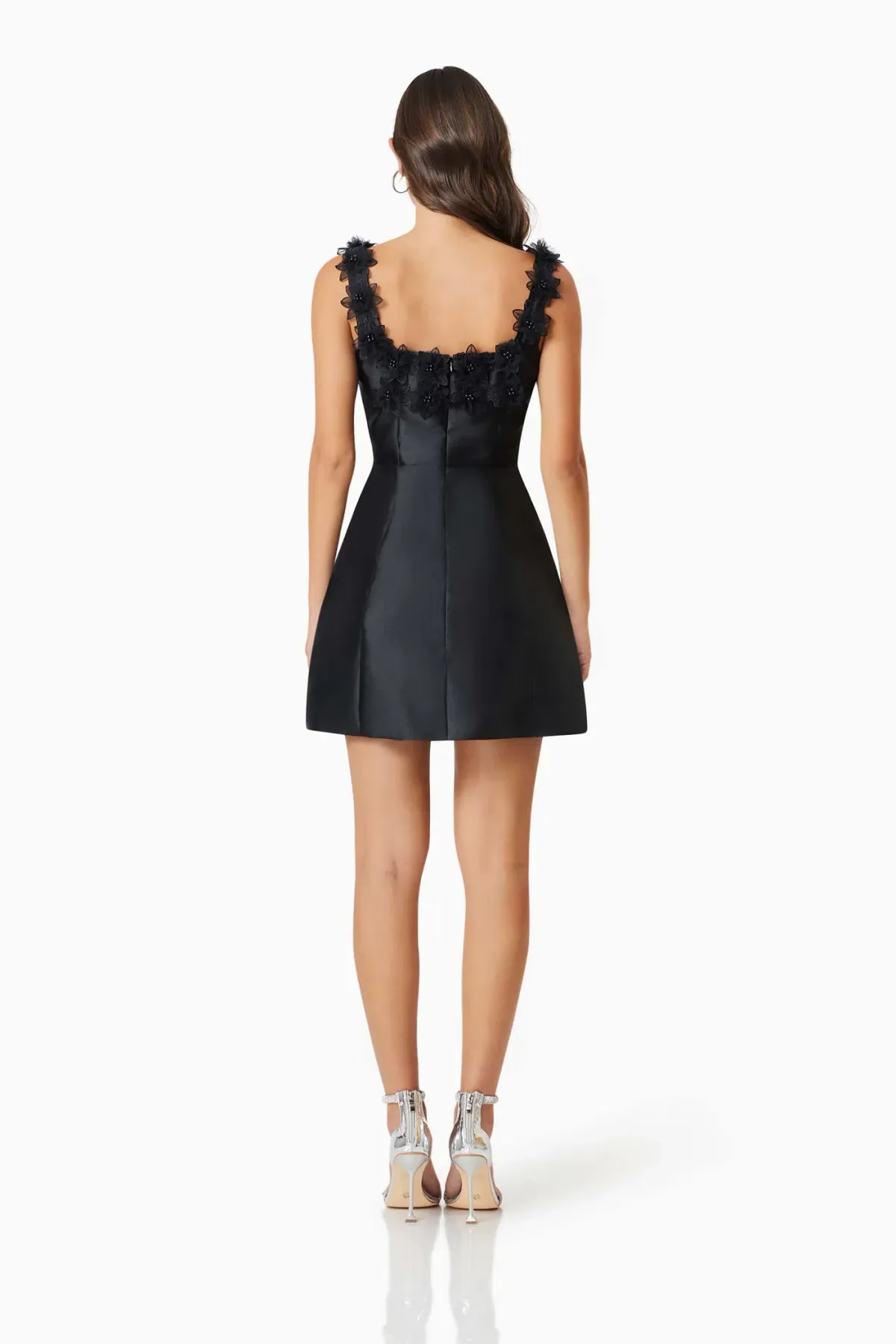 Elliatt Elder Floral Decal Applique Mini Dress In Black AU 8 - Image 3