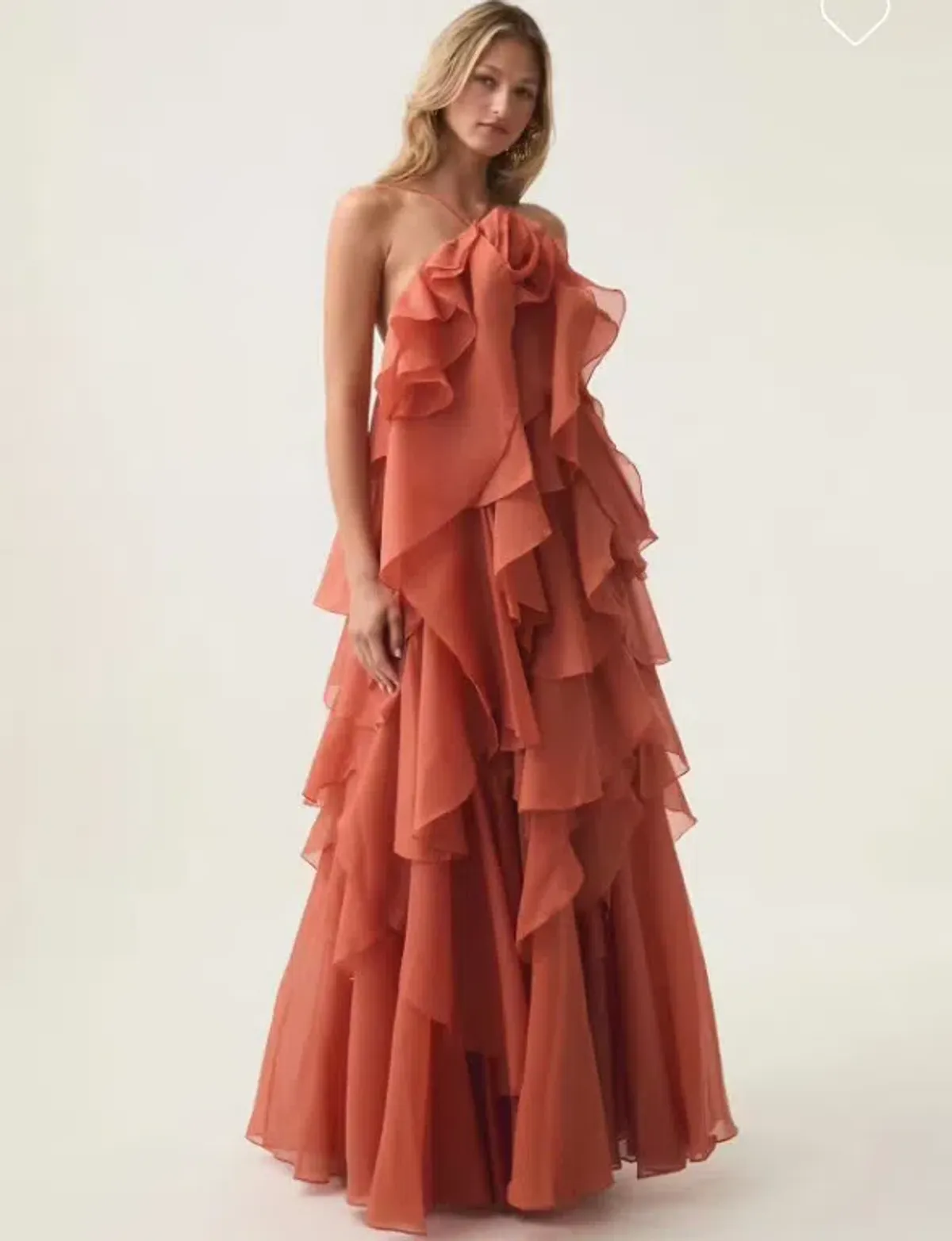 Aje Pandorea Layered Maxi Dress Coral Clay Size AU 8 - Image 1