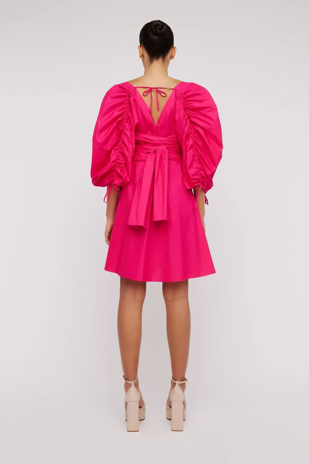 Scanlan Theodore Parachute Gather Sleeve Mini Dress Fuchsia Size 8 for rent on The Volte - main image