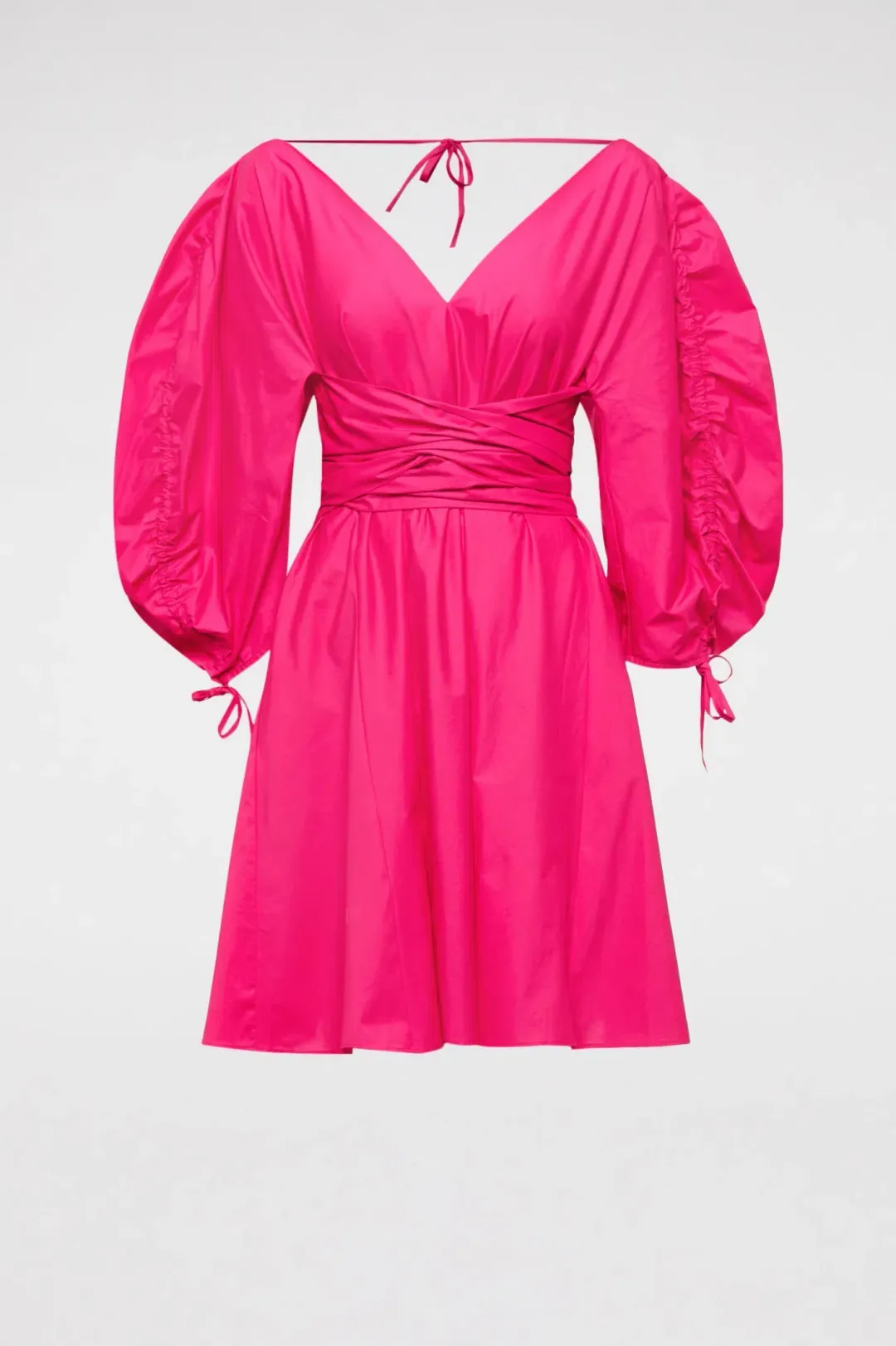 Scanlan Theodore Parachute Gather Sleeve Mini Dress Fuchsia Size 8 for rent on The Volte - main image