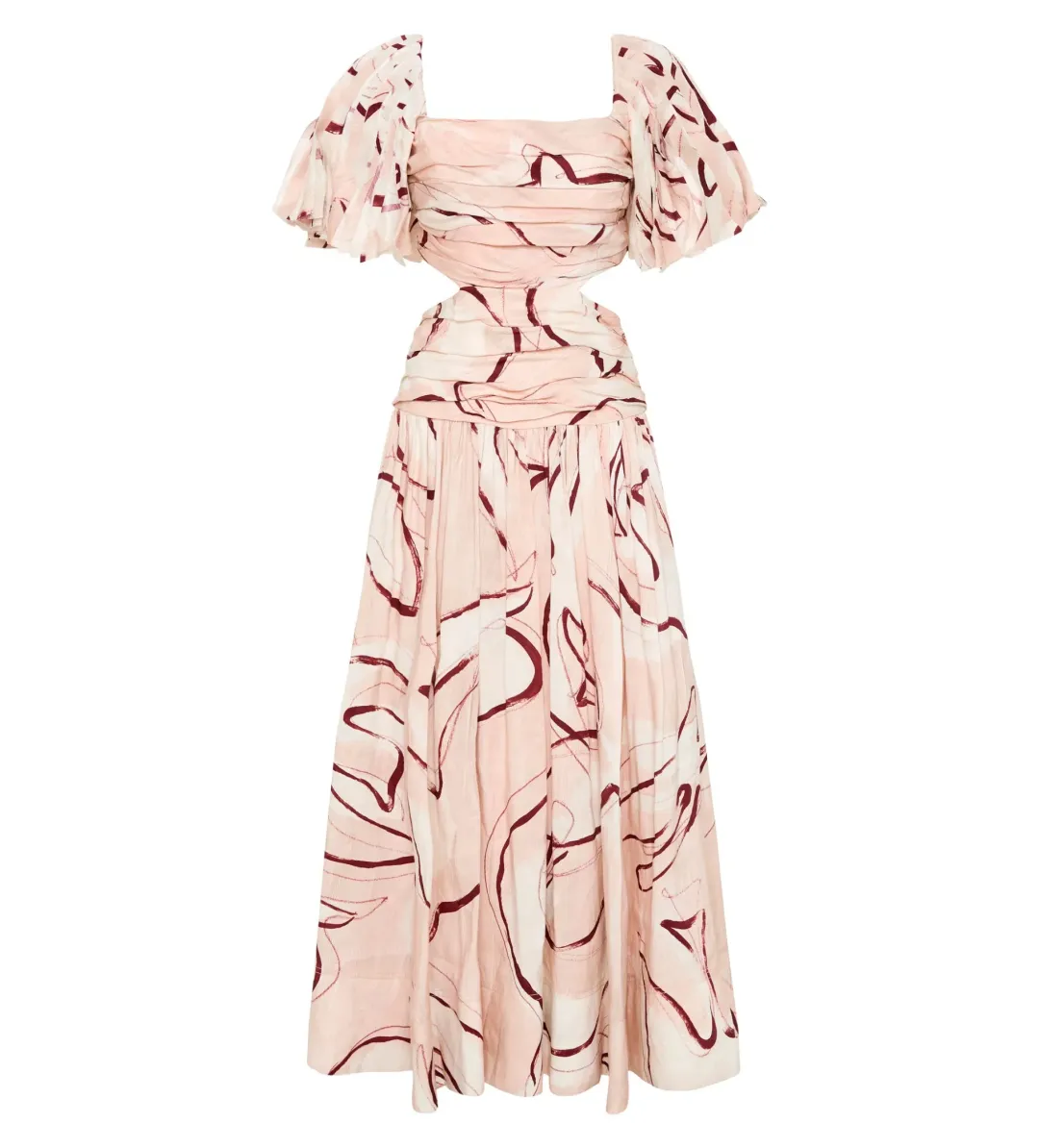 Aje Marianne Ruched Midi Dress Whimsical Dove Size 12 for rent on The Volte - main image