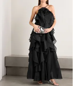 Aje Pandorea Layered Maxi Dress in Black Size 12 for rent on The Volte - image 1