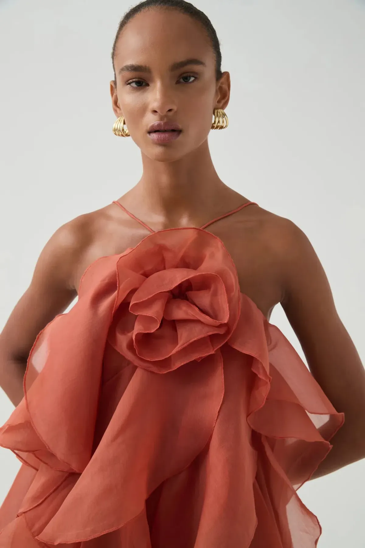 Aje Pandorea Layered Maxi Dress Coral Clay Size 6 - Image 2