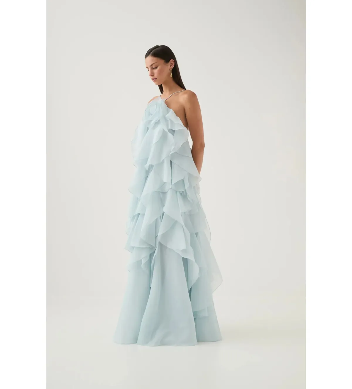 Aje Pandorea Layered Maxi Dress Silver Blue Size AU 12 - Image 3