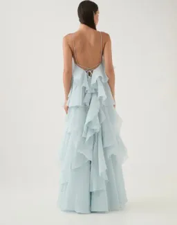 Aje Pandorea Layered Maxi Dress Silver Blue Size 14 for rent on The Volte - image 3