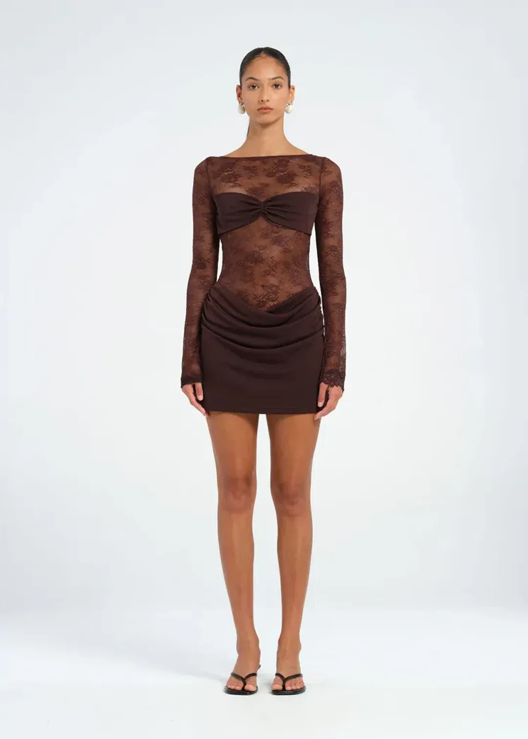 Benni Oskar Mini Dress Chocolate Size AU 10 for rent on The Volte - main image