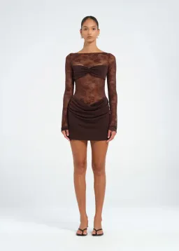 Benni Oskar Mini Dress Chocolate Size AU 10 for rent on The Volte - image 6