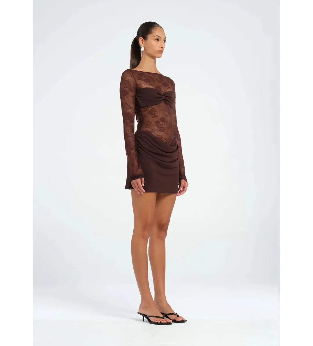 Benni Oskar Mini Dress Chocolate Size AU 10 for rent on The Volte - main image