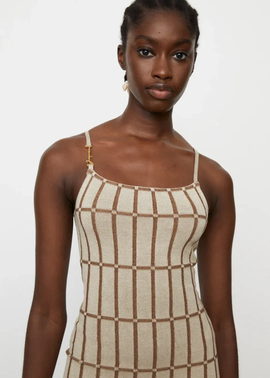 Jacquemus La Robe Maille Malha Mini Dress Beige Size 36/AU 8 for rent on The Volte - main image
