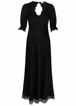Rixo Annina Satin Midi Dress Black Size AU 12 for rent on The Volte - image 4