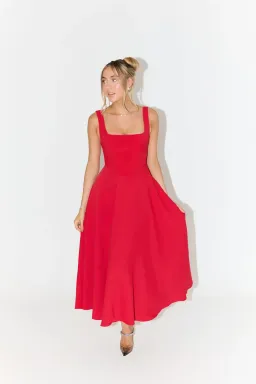 Odd Muse The Ultimate Muse Midi Dress Red Size AU 6 for rent on The Volte - image 1