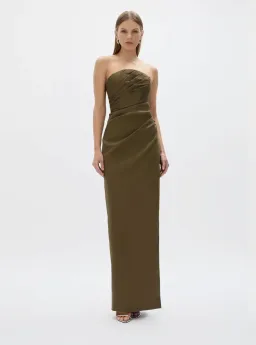 Rachel Gilbert Mira Gown Olive Size 2/AU 10 for rent on The Volte - image 1