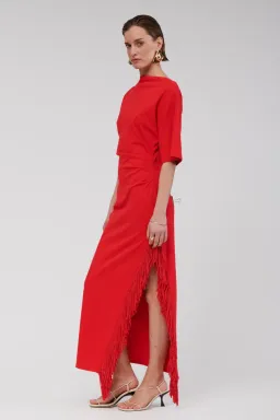 Suboo Carmen Batwing Fringe Maxi Dress Red Size AU 10 for rent on The Volte - image 3