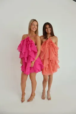 Aje Pandorea Layered Mini Dress Fuschia Pink Size 10 for rent on The Volte - image 2