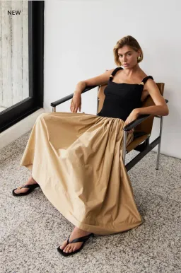 Aje Halcyon Knit Midi Dress Black/Sand Brown Size AU 8 for rent on The Volte - image 1