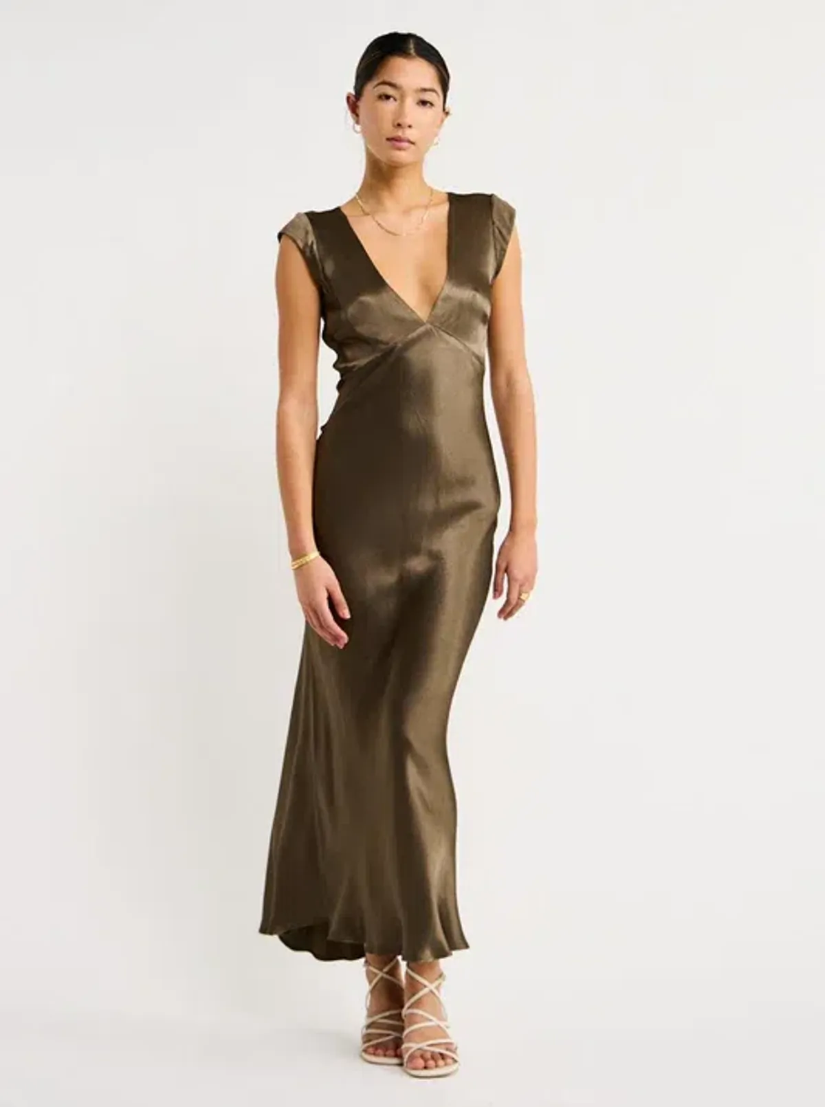 Bec & Bridge Indi V Midnight Olive Maxi Dress Size 8 - Image 2