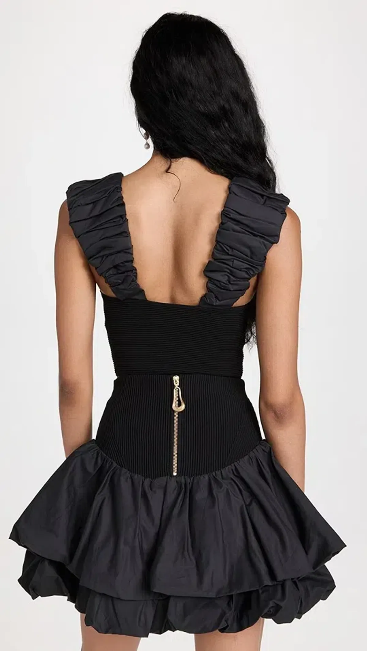 Aje Allard Ruched Strap Knit Top & Turner Bubble Skirt Set Black Size 6 - Image 5