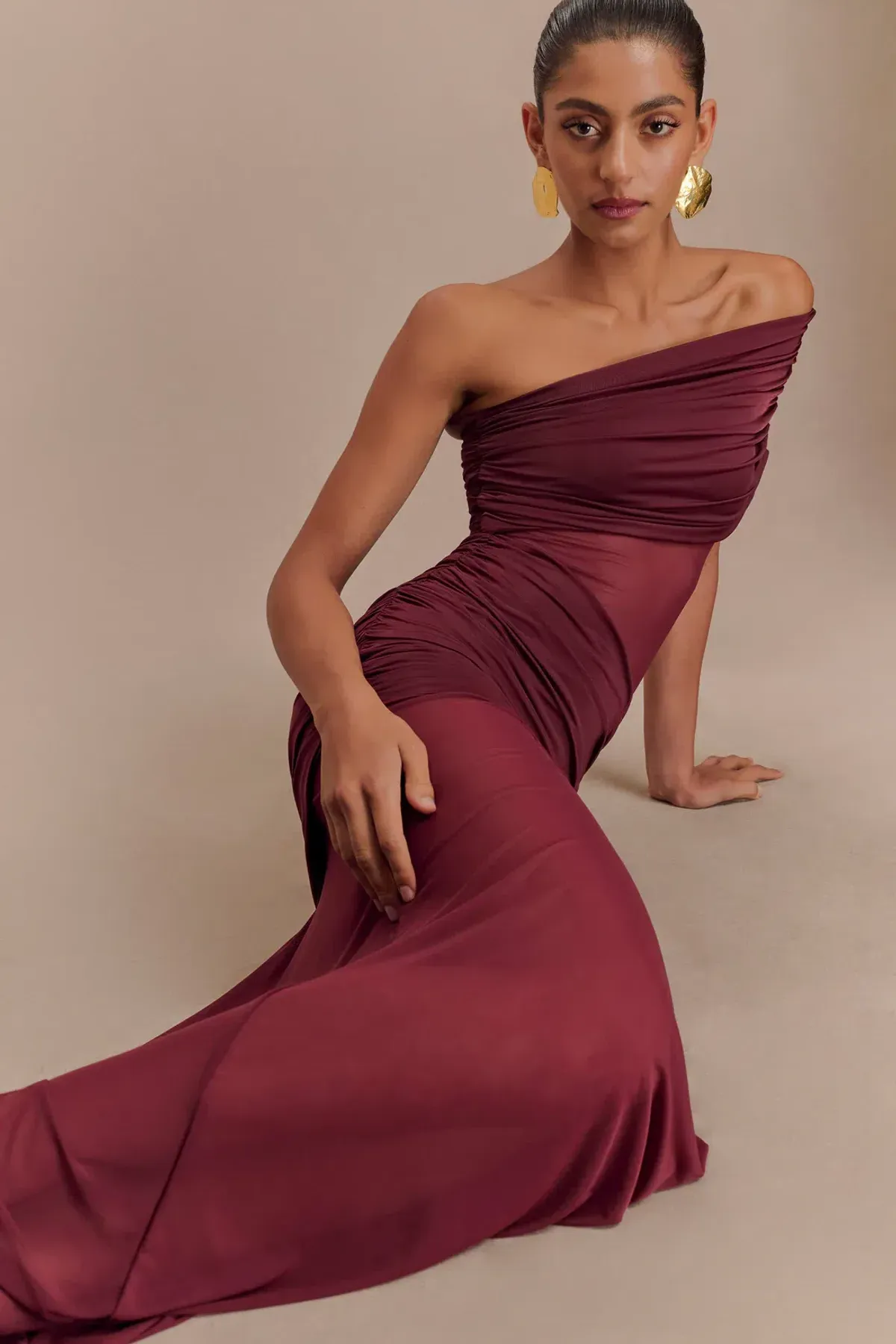 Meshki Dallas One Shoulder Burgundy size 10 - Image 5