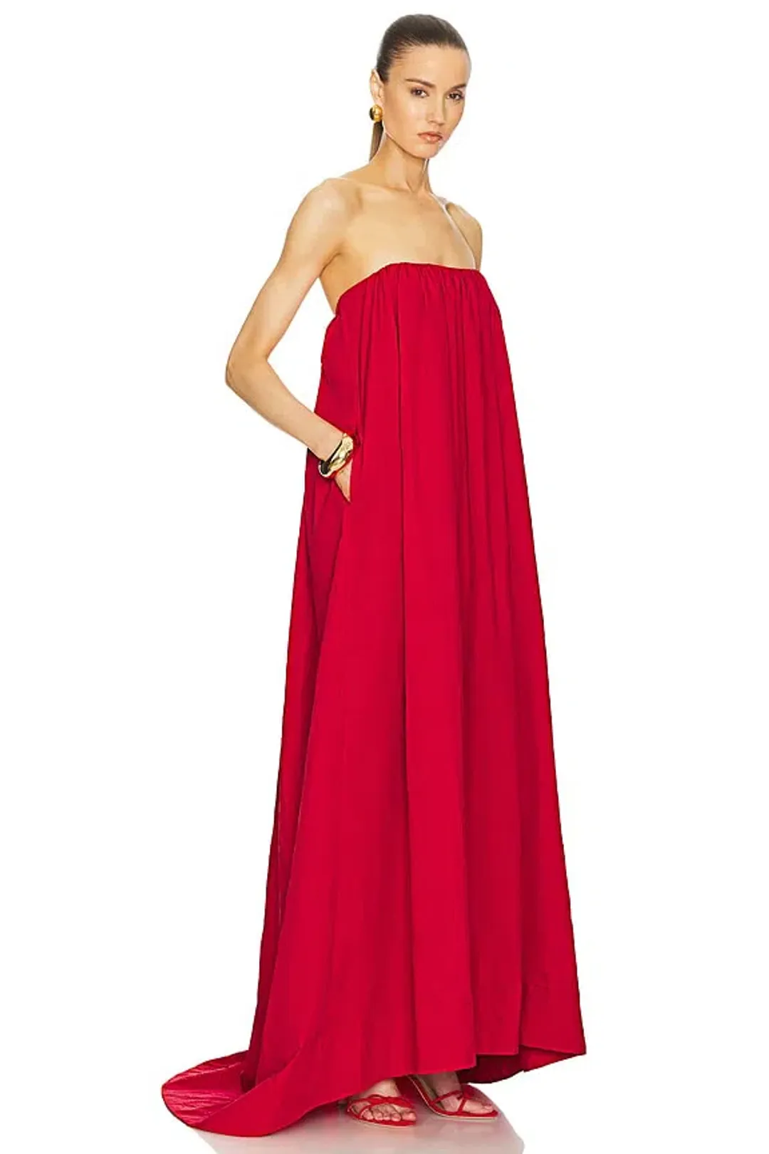 Helsa Studio Crinkle Pleated Gown Very Red Size 8 for rent on The Volte - main image