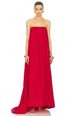Helsa Studio Crinkle Pleated Gown Very Red Size 8 for rent on The Volte - image 1