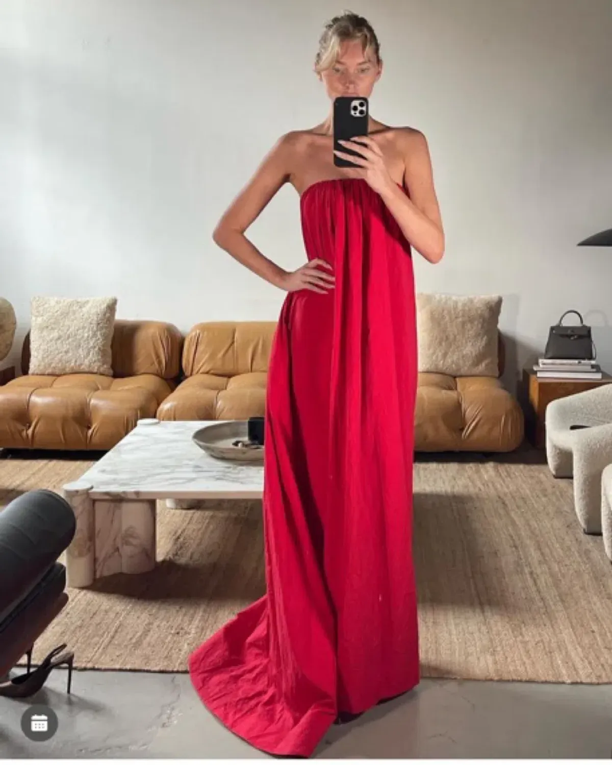 Helsa Studio Crinkle Pleated Gown Very Red Size 8 - Image 3