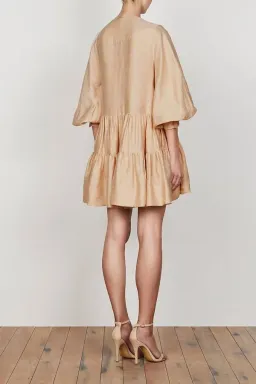 Shona Joy Savoye Linen Tuxedo Shirt Dress Biscuit Size10 for rent on The Volte - image 3