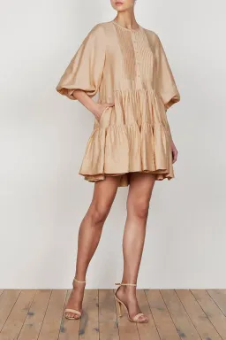 Shona Joy Savoye Linen Tuxedo Shirt Dress Biscuit Size10 for rent on The Volte - image 2