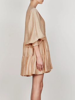 Shona Joy Savoye Linen Tuxedo Shirt Dress Biscuit Size10 for rent on The Volte - image 4