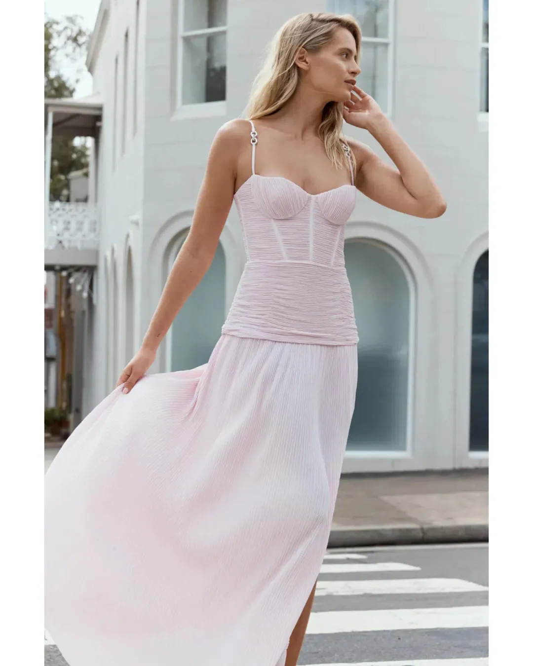Manning Cartell Double Time Pleat Dress Hydrangea Pink Size 10 for rent on The Volte - main image