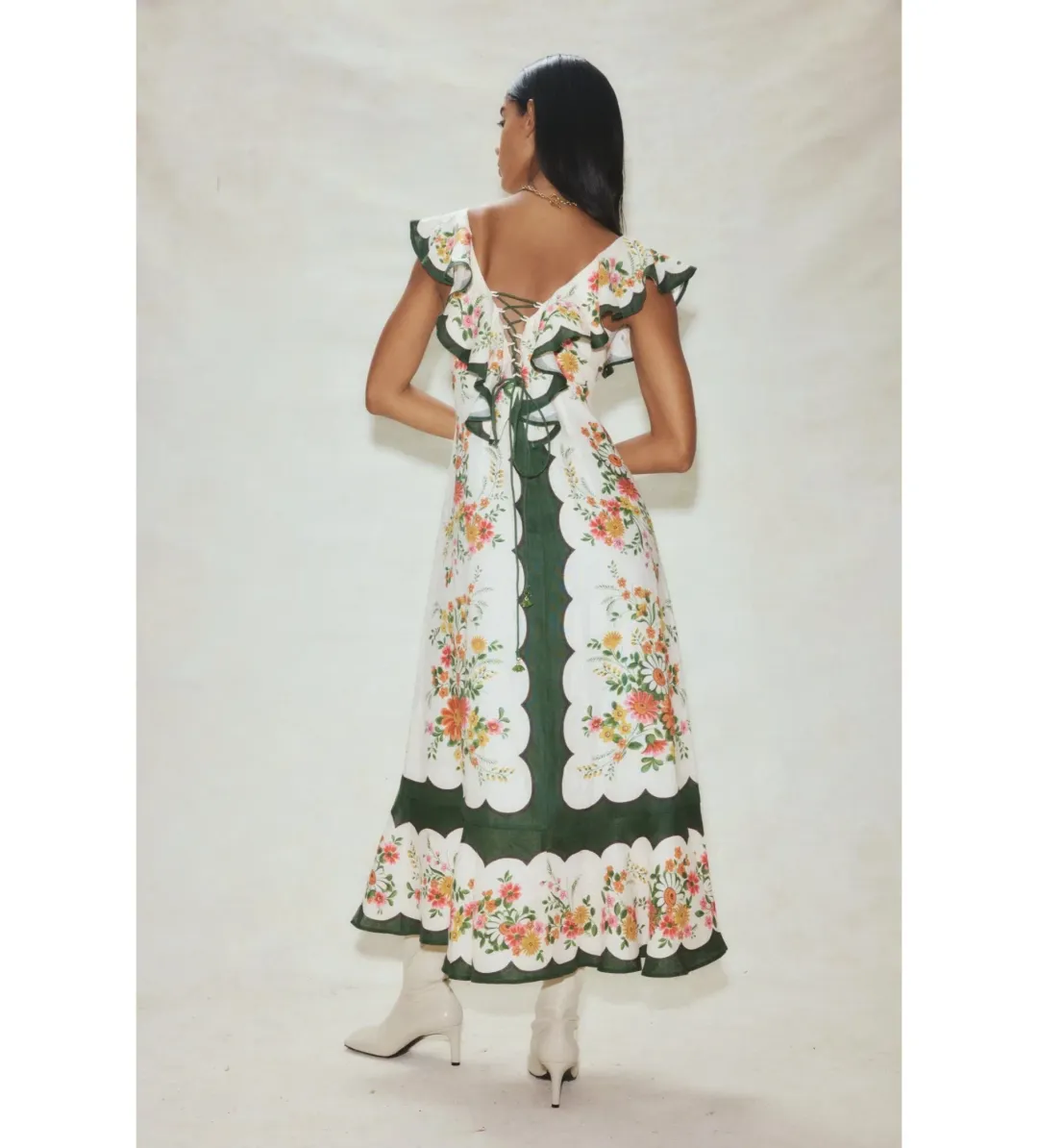 Alemais Elisabetta Ruffle Midi Dress Multi Size AU 10 for rent on The Volte - main image