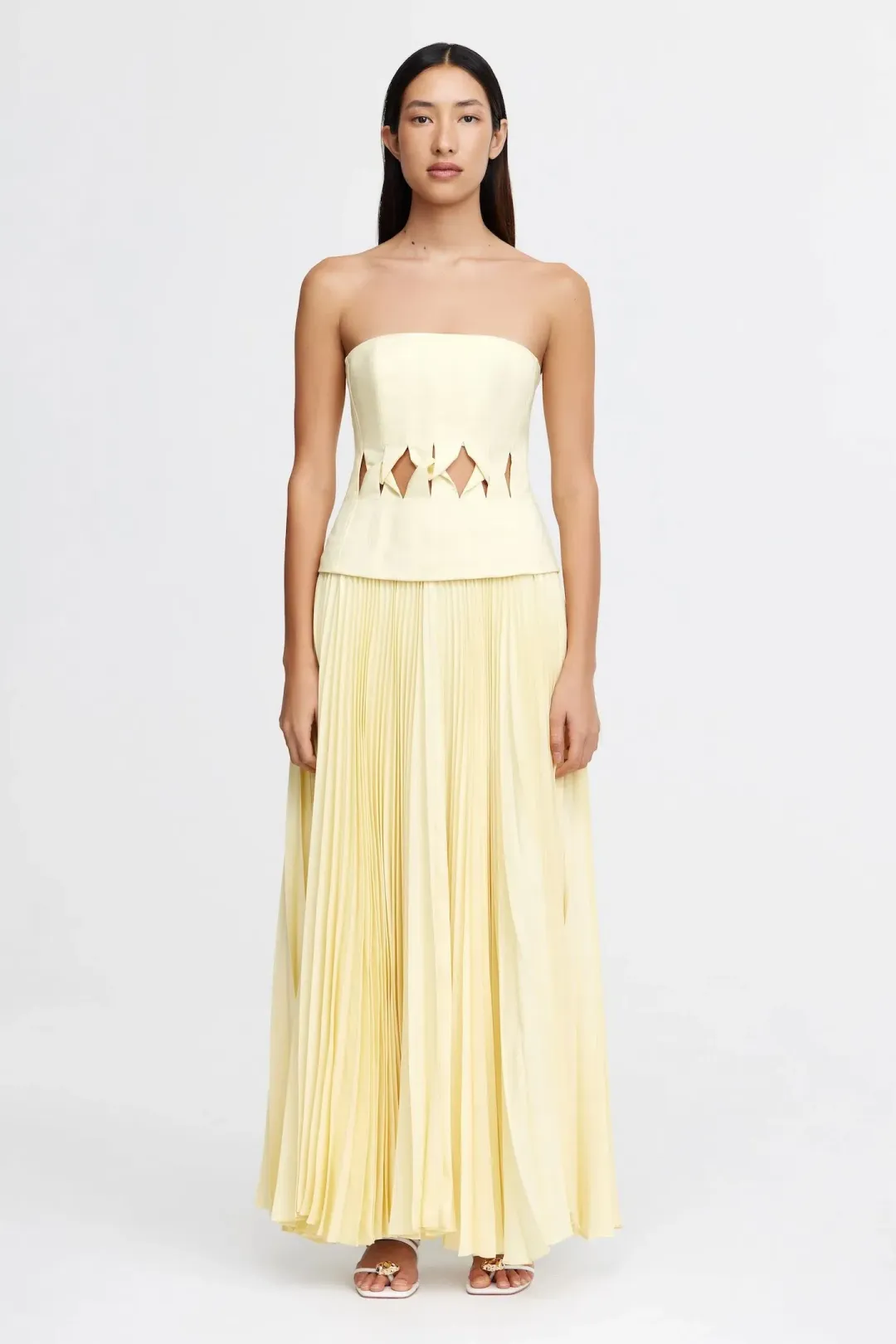 Acler Newbewick Maxi Dress Lemon Sorbet Size AU 12 for rent on The Volte - main image