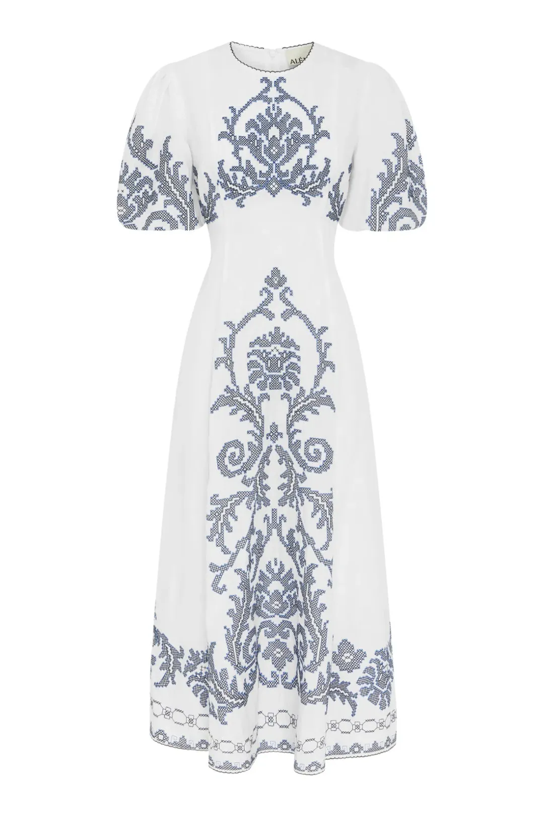 Alemais Hazel Embroidered Midi Dress White Print Size 14 for rent on The Volte - main image