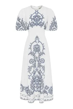 Alemais Hazel Embroidered Midi Dress White Print Size 14 for rent on The Volte - image 6