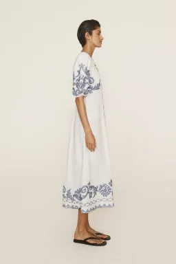 Alemais Hazel Embroidered Midi Dress White Print Size 14 for rent on The Volte - image 4
