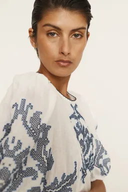 Alemais Hazel Embroidered Midi Dress White Print Size 14 for rent on The Volte - image 3