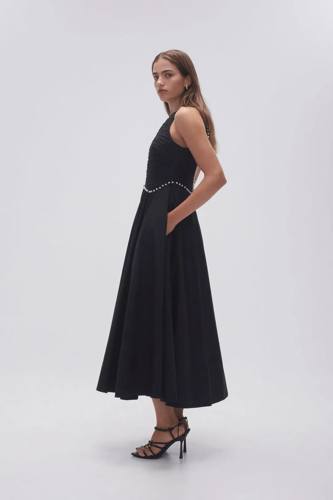Aje Florence Pearl Trim Midi Dress Black Size AU 4 for rent on The Volte - main image