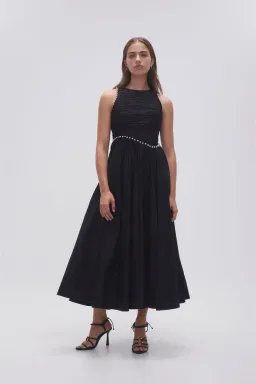 Aje Florence Pearl Trim Midi Dress Black Size AU 4 for rent on The Volte - image 1