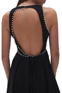 Aje Florence Pearl Trim Midi Dress Black Size AU 4 for rent on The Volte - image 3