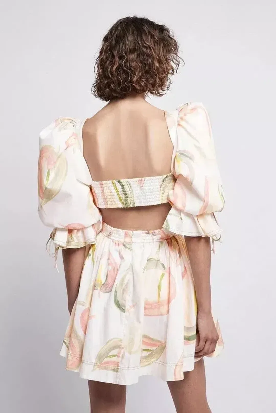 Aje Dress Imprint Mini Short Puff Cream Sleeve Size 12 for rent on The Volte - main image