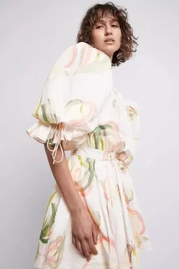 Aje Dress Imprint Mini Short Puff Cream Sleeve Size 12 for rent on The Volte - image 3