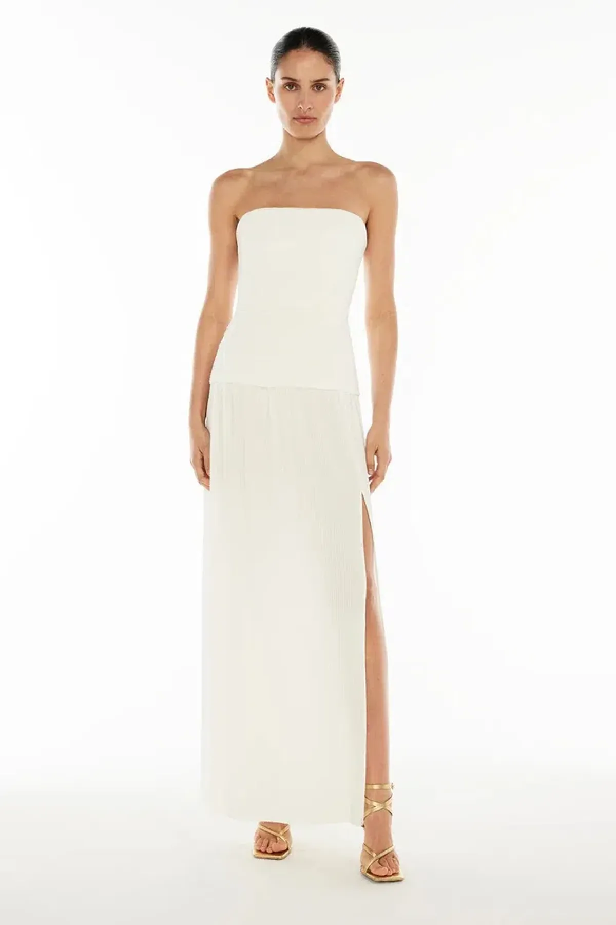 Manning Cartell Double Time Pleat Strapless Maxi White Size AU 6 - Image 1