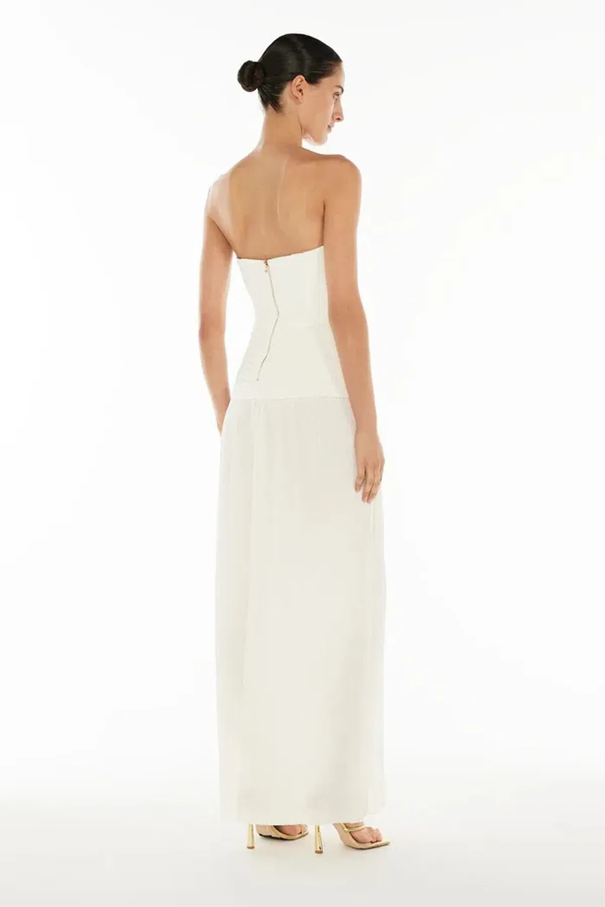 Manning Cartell Double Time Pleat Strapless Maxi White Size AU 6 - Image 4