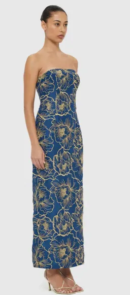 Leo Lin Rayna Bustier Maxi Dress Marine Blue Size 6 for rent on The Volte - image 3