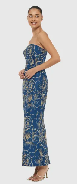 Leo Lin Rayna Bustier Maxi Dress Marine Blue Size 6 for rent on The Volte - image 4