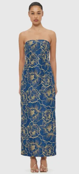 Leo Lin Rayna Bustier Maxi Dress Marine Blue Size 6 for rent on The Volte - image 1