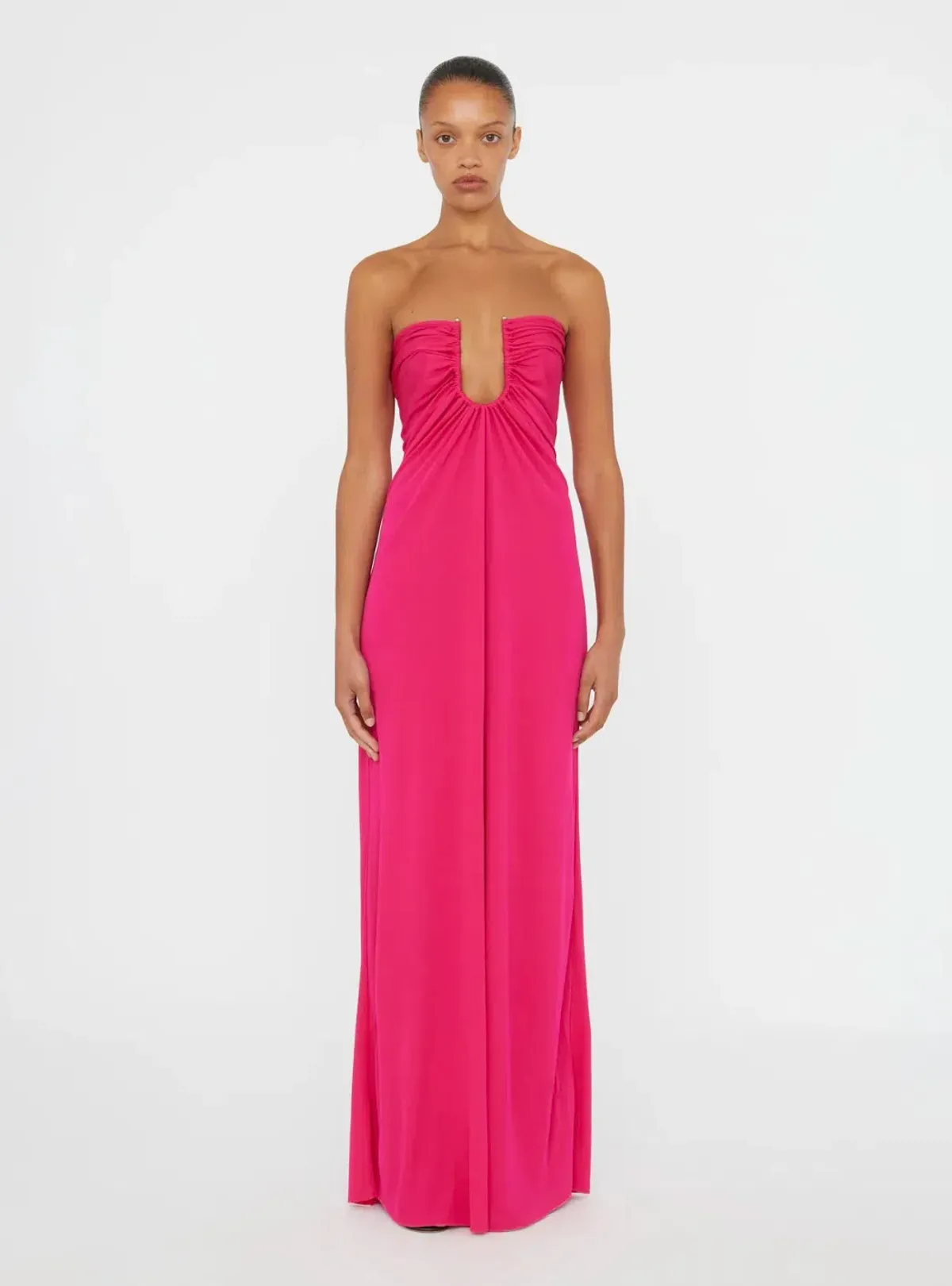 Christopher Esber Arced Palm Strapless Dress in Pink Size 6 for rent on The Volte - main image