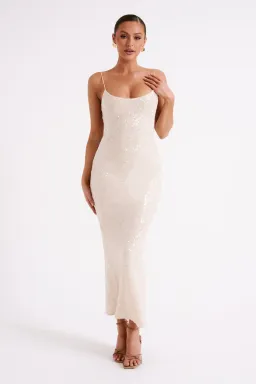 Meshki Brianna Sequin Maxi Dress Cream Size 8 for rent on The Volte - image 1