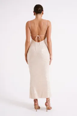Meshki Brianna Sequin Maxi Dress Cream Size 8 for rent on The Volte - image 3