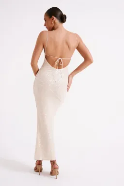 Meshki Brianna Sequin Maxi Dress Cream Size 8 for rent on The Volte - image 6